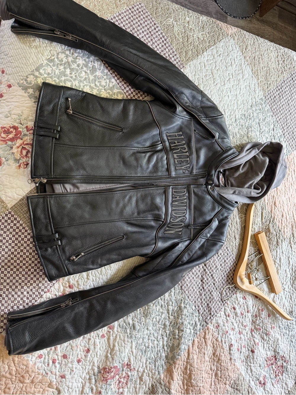 Harley-Davidson Black Leather Hooded Women's Jacket